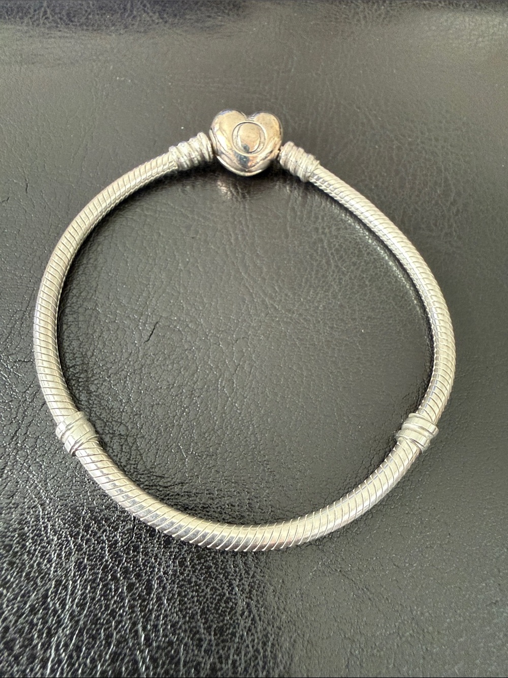 Pandora Silver Heart Clasp Snake Chain Bracelet